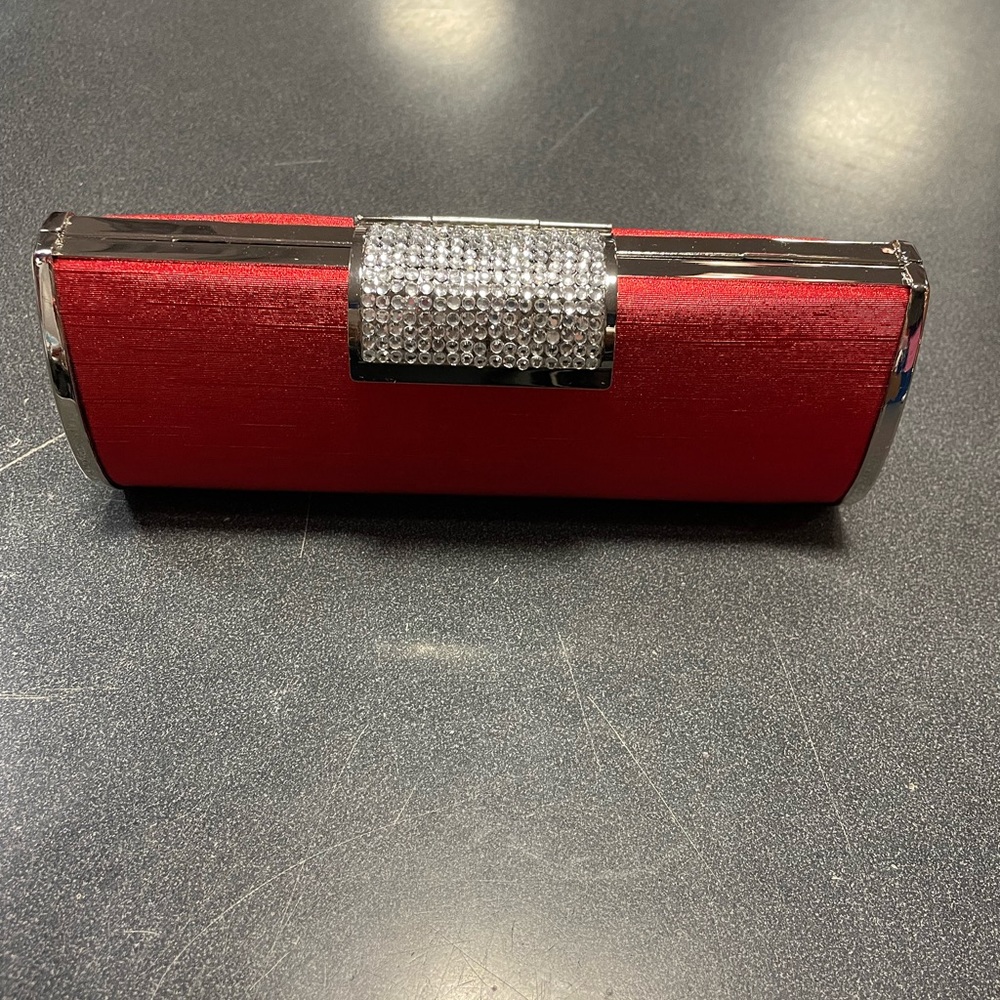 Satin Clutch with Rhinestone Latch